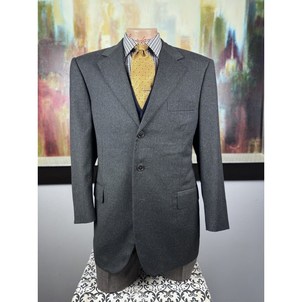 Caruso Italy Mens Hand Made Charcoal Gray Flannel Blazer 42R $1499 Mr Sid